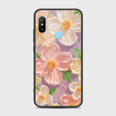 Xiaomi Redmi Note 6 Cover - Floral Series - Design 11 - White & Green - HQ Ultra Shine Premium Infinity Glass Soft Silicon Borders Case