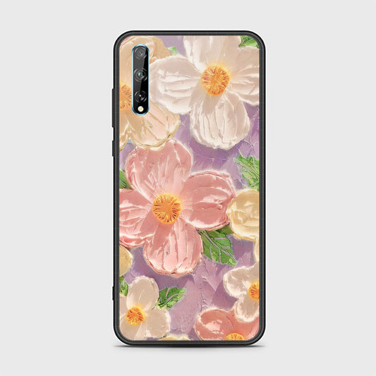 Huawei Y8p Cover - Floral Series - Design 11 - White & Green - HQ Ultra Shine Premium Infinity Glass Soft Silicon Borders Case