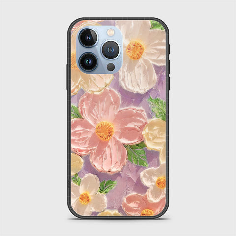 iPhone 13 Pro Cover - Floral Series - Design 11 - White & Green - HQ Ultra Shine Premium Infinity Glass Soft Silicon Borders Case
