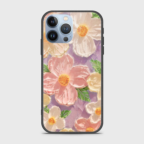 iPhone 13 Pro Max Cover - Floral Series - Design 11 - White & Green - HQ Ultra Shine Premium Infinity Glass Soft Silicon Borders Case