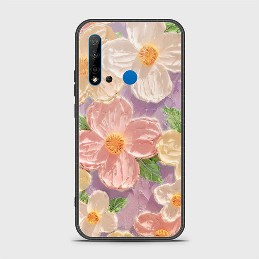 Huawei P20 Lite 2019 Cover - Floral Series - Design 11 - White & Green - HQ Ultra Shine Premium Infinity Glass Soft Silicon Borders Case