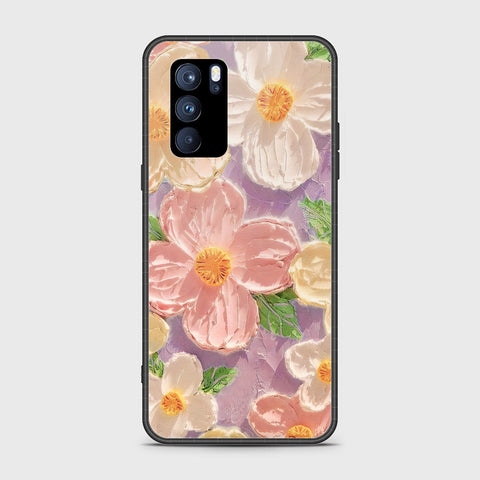Oppo Reno 6 Pro 5G Cover - Floral Series - Design 11 - White & Green - HQ Ultra Shine Premium Infinity Glass Soft Silicon Borders Case