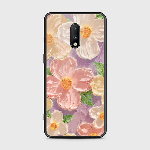 OnePlus 7 Cover - Floral Series - Design 11 - White & Green - HQ Ultra Shine Premium Infinity Glass Soft Silicon Borders Case