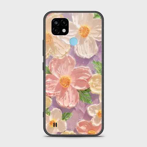 Realme C21 Cover - Floral Series - Design 11 - White & Green - HQ Premium Shine Durable Shatterproof Case