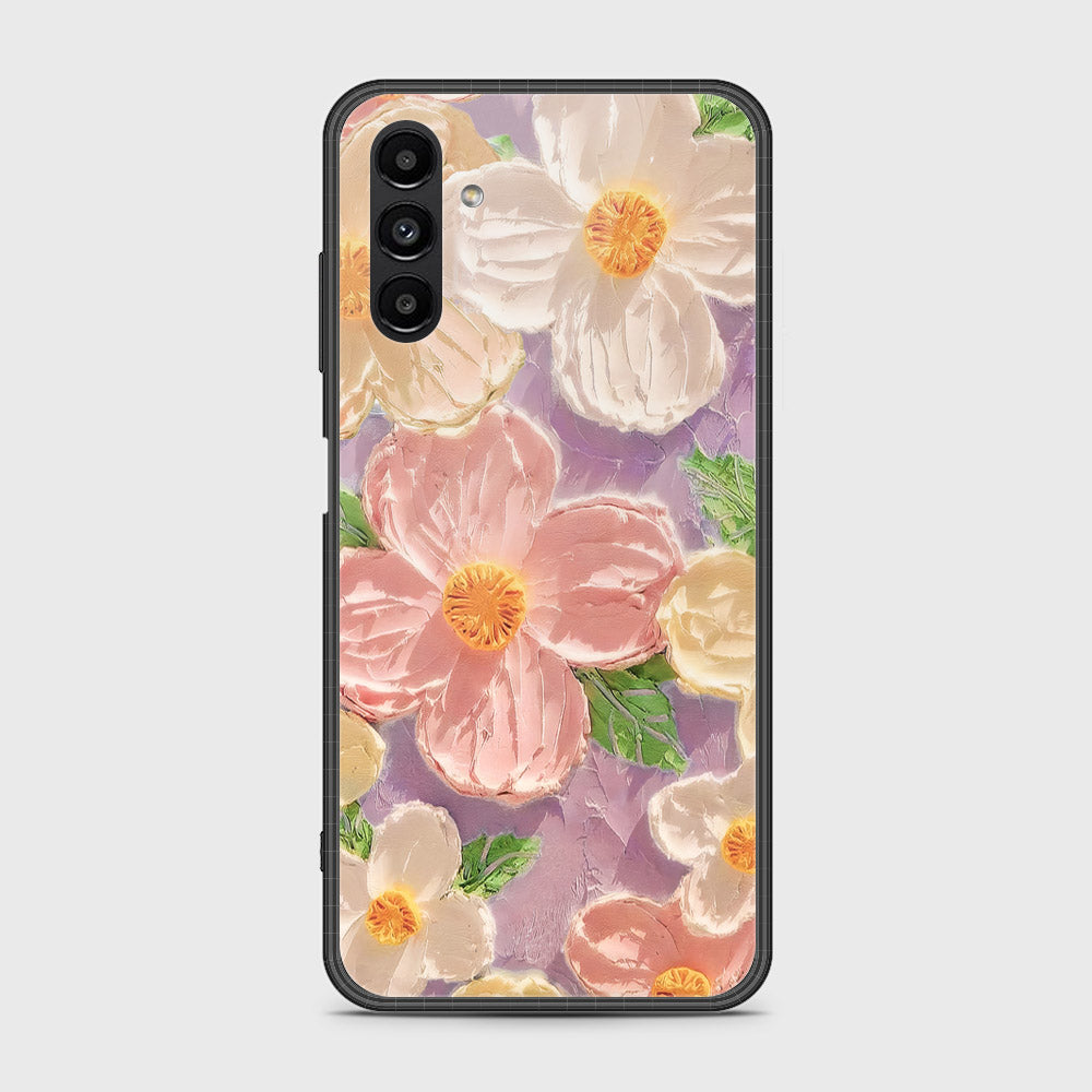 Samsung Galaxy A13 5G Cover - Floral Series - Design 11 - White & Green - HQ Ultra Shine Premium Infinity Glass Soft Silicon Borders Case