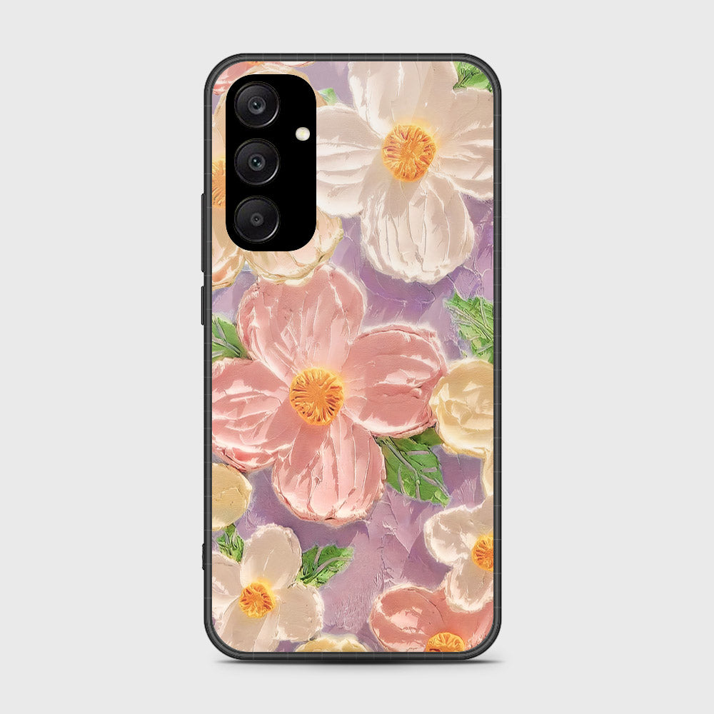 Samsung Galaxy A25 5G Cover - Floral Series - Design 11 - White & Green - HQ Ultra Shine Premium Infinity Glass Soft Silicon Borders Case