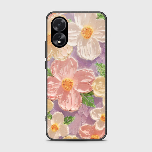 Oppo A38 Cover - Floral Series - Design 11 - White & Green - HQ Ultra Shine Premium Infinity Glass Soft Silicon Borders Case