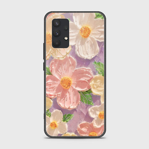 Samsung Galaxy A32 Cover - Floral Series - Design 11 - White & Green - HQ Ultra Shine Premium Infinity Glass Soft Silicon Borders Case
