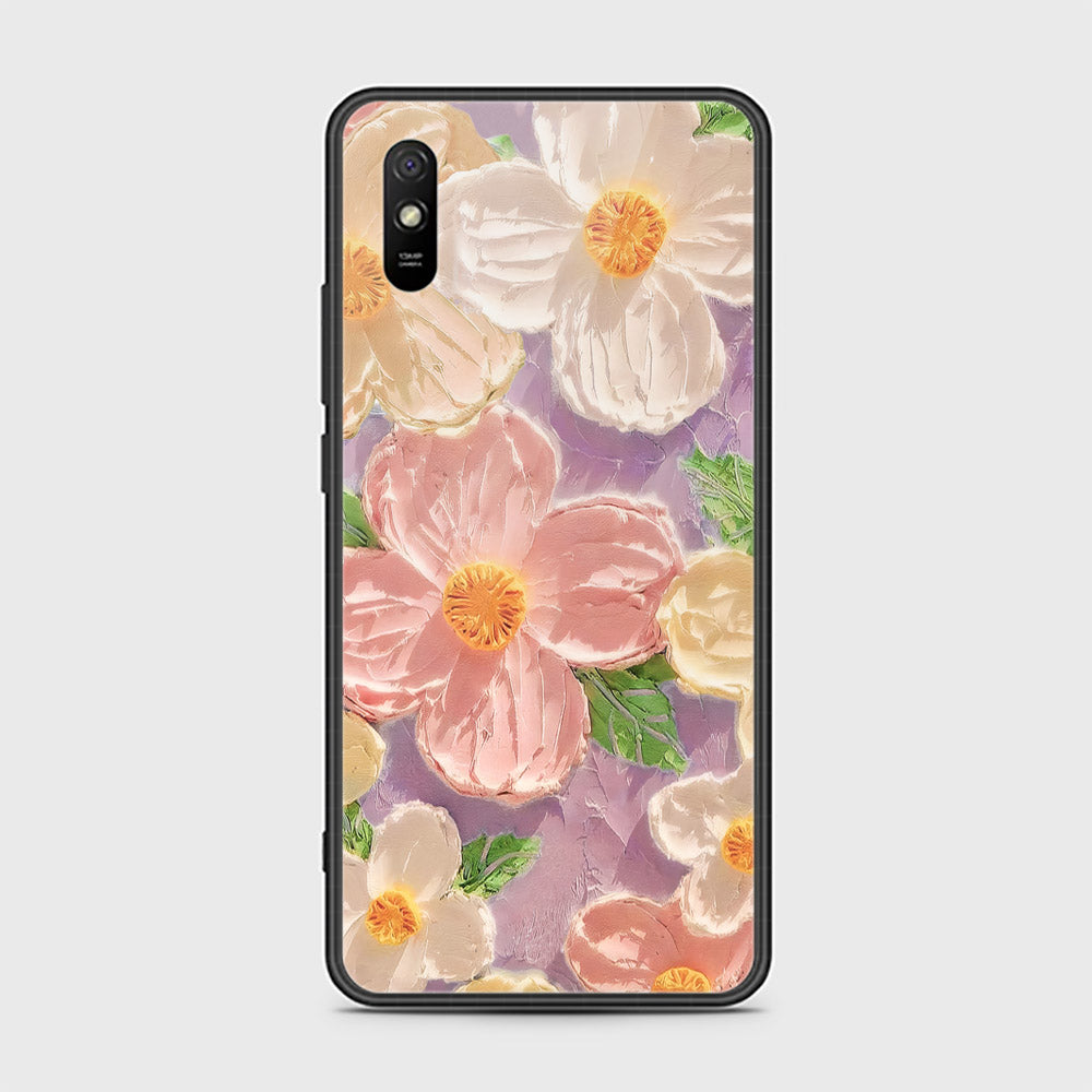 Xiaomi Redmi 9A Cover - Floral Series - Design 11 - White & Green - HQ Ultra Shine Premium Infinity Glass Soft Silicon Borders Case