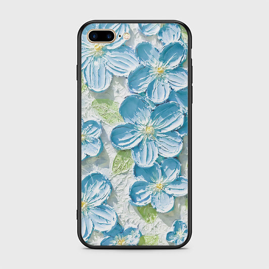 iPhone 8 Plus / 7 Plus Cover - Floral Series - Design 12 - Grey & Green - HQ Ultra Shine Premium Infinity Glass Soft Silicon Borders Case