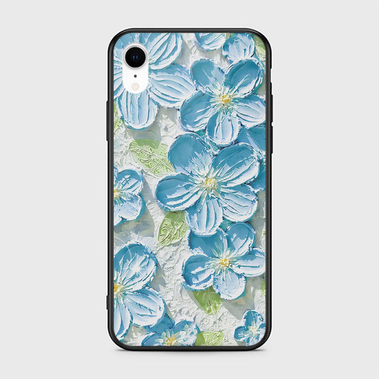 iPhone XR Cover - Floral Series - Design 12 - Grey & Green - HQ Ultra Shine Premium Infinity Glass Soft Silicon Borders Case