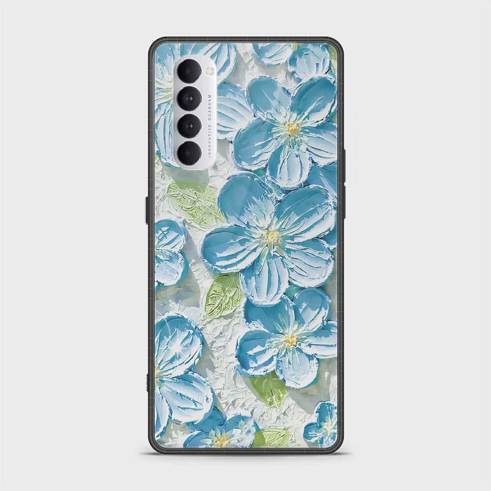 Oppo Reno 4 Pro Cover - Floral Series - Design 12 - Grey & Green - HQ Ultra Shine Premium Infinity Glass Soft Silicon Borders Case