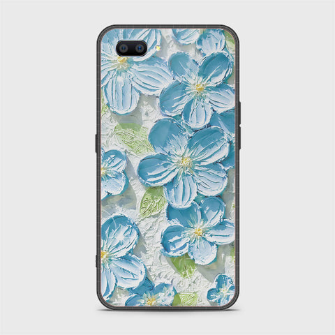 Oppo A5 Cover - Floral Series - Design 12 - Grey & Green - HQ Ultra Shine Premium Infinity Glass Soft Silicon Borders Case