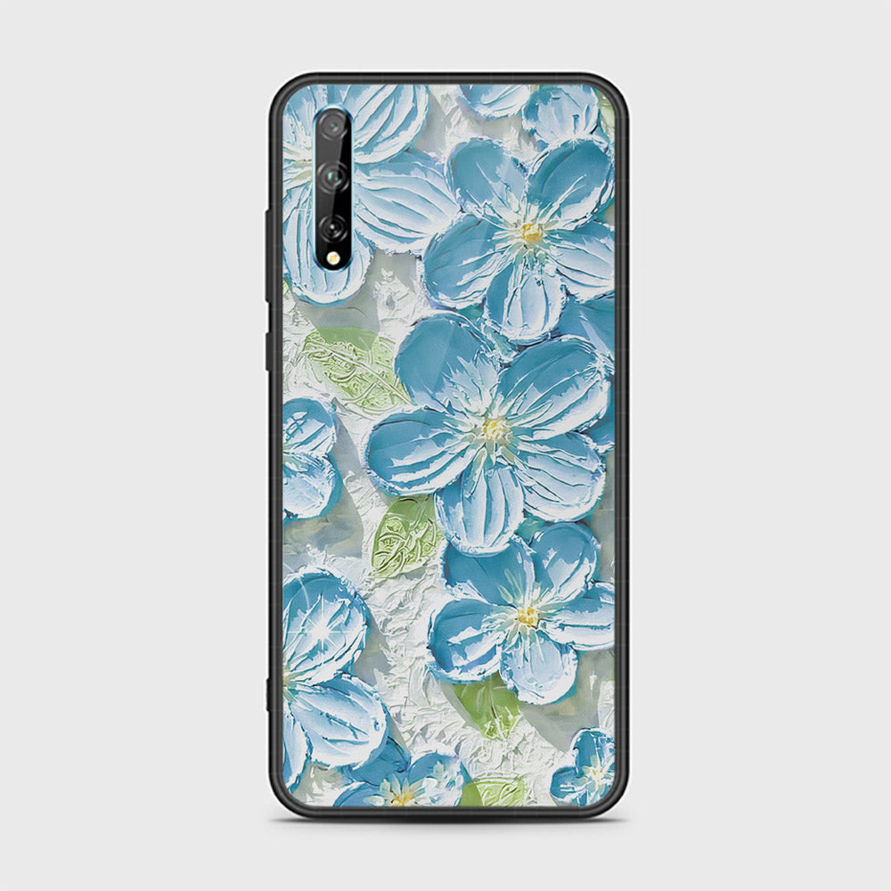 Huawei Y8p Cover - Floral Series - Design 12 - Grey & Green - HQ Ultra Shine Premium Infinity Glass Soft Silicon Borders Case