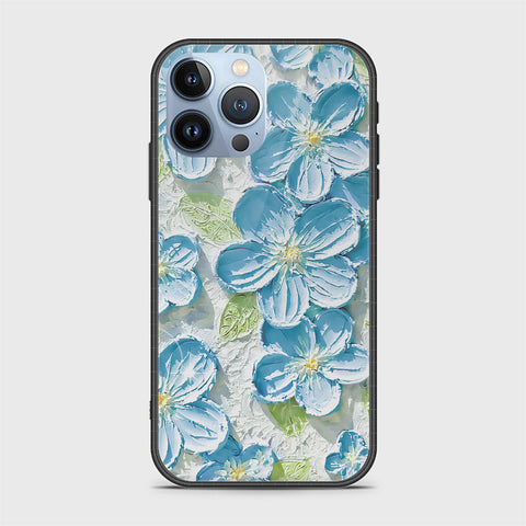 iPhone 13 Pro Max Cover - Floral Series - Design 12 - Grey & Green - HQ Ultra Shine Premium Infinity Glass Soft Silicon Borders Case