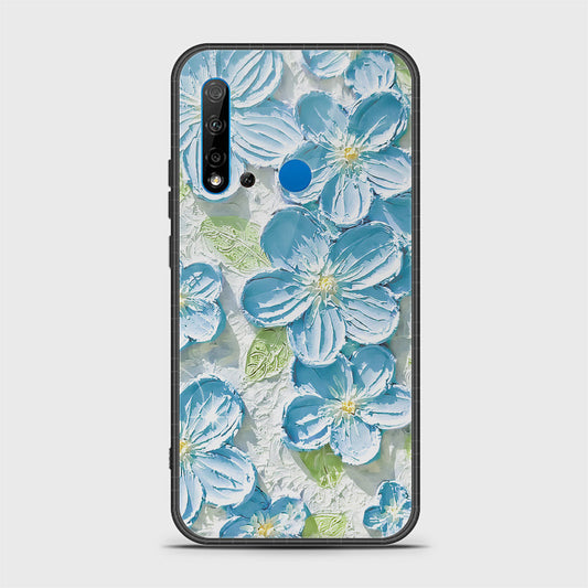 Huawei P20 Lite 2019 Cover - Floral Series - Design 12 - Grey & Green - HQ Ultra Shine Premium Infinity Glass Soft Silicon Borders Case