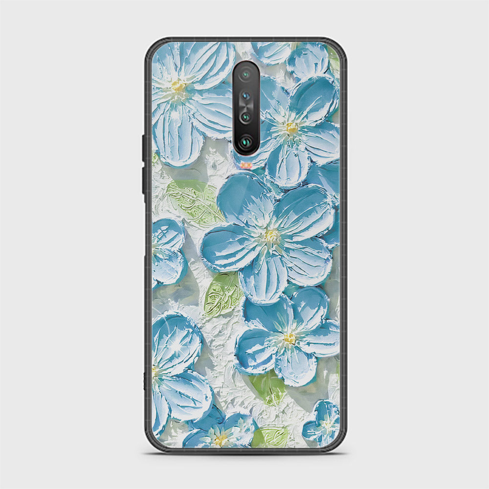 Xiaomi Poco X2 Cover - Floral Series - Design 12 - Grey & Green - HQ Ultra Shine Premium Infinity Glass Soft Silicon Borders Case