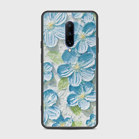 OnePlus 7 Pro Cover - Floral Series - Design 12 - Grey & Green - HQ Ultra Shine Premium Infinity Glass Soft Silicon Borders Case