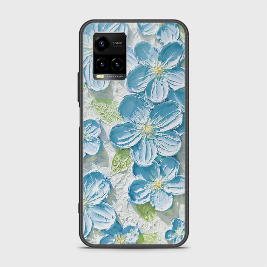 Vivo Y21 Cover - Floral Series - Design 12 - Grey & Green - HQ Ultra Shine Premium Infinity Glass Soft Silicon Borders Case