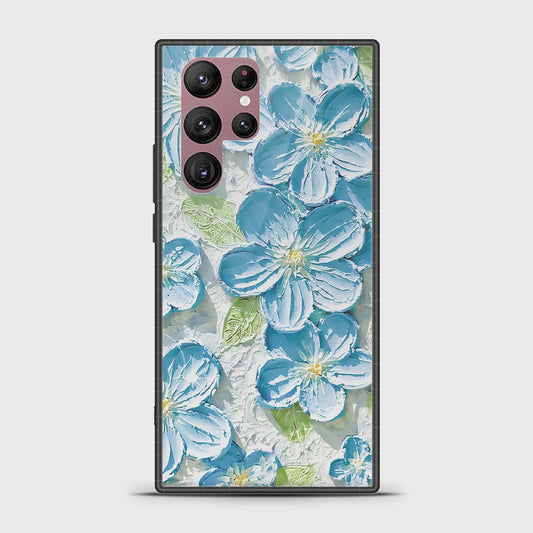 Samsung Galaxy S22 Ultra 5G Cover - Floral Series - Design 12 - Grey & Green - HQ Ultra Shine Premium Infinity Glass Soft Silicon Borders Case
