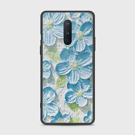 OnePlus 8 Cover - Floral Series - Design 12 - Grey & Green - HQ Ultra Shine Premium Infinity Glass Soft Silicon Borders Case
