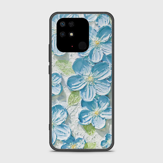 Xiaomi Redmi 10C Cover - Floral Series - Design 12 - Grey & Green - HQ Ultra Shine Premium Infinity Glass Soft Silicon Borders Case