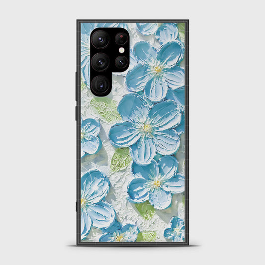 Samsung Galaxy S23 Ultra 5G Cover - Floral Series - Design 12 - Grey & Green - HQ Ultra Shine Premium Infinity Glass Soft Silicon Borders Case