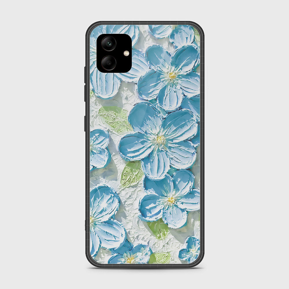 Samsung Galaxy A04e Cover - Floral Series - Design 12 - Grey & Green - HQ Ultra Shine Premium Infinity Glass Soft Silicon Borders Case
