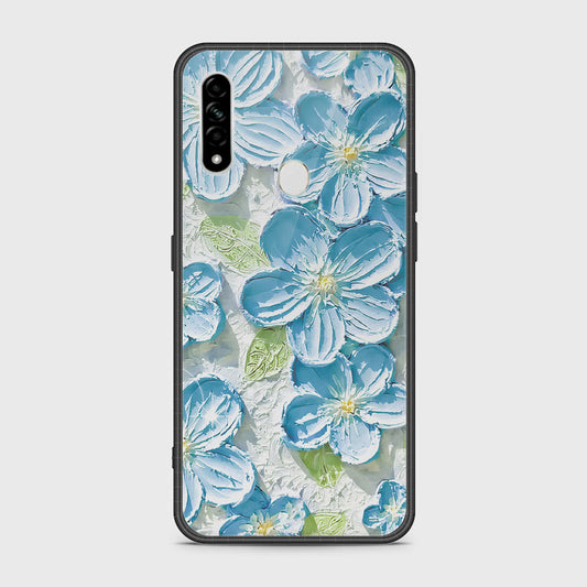 Oppo A31 Cover - Floral Series - Design 12 - Grey & Green - HQ Ultra Shine Premium Infinity Glass Soft Silicon Borders Case