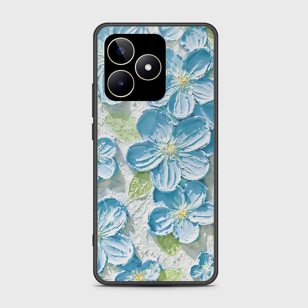 Realme Note 50 Cover - Floral Series - Design 12 - Grey & Green - HQ Ultra Shine Premium Infinity Glass Soft Silicon Borders Case