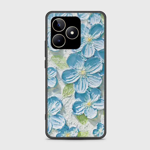 Realme Note 50 Cover - Floral Series - Design 12 - Grey & Green - HQ Ultra Shine Premium Infinity Glass Soft Silicon Borders Case