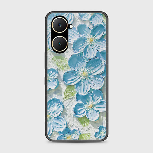 Vivo Y03t Cover - Floral Series - Design 12 - Grey & Green - HQ Ultra Shine Premium Infinity Glass Soft Silicon Borders Case
