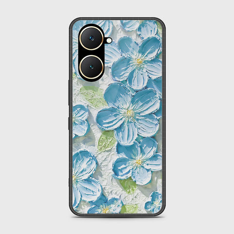 Vivo Y03t Cover - Floral Series - Design 12 - Grey & Green - HQ Ultra Shine Premium Infinity Glass Soft Silicon Borders Case