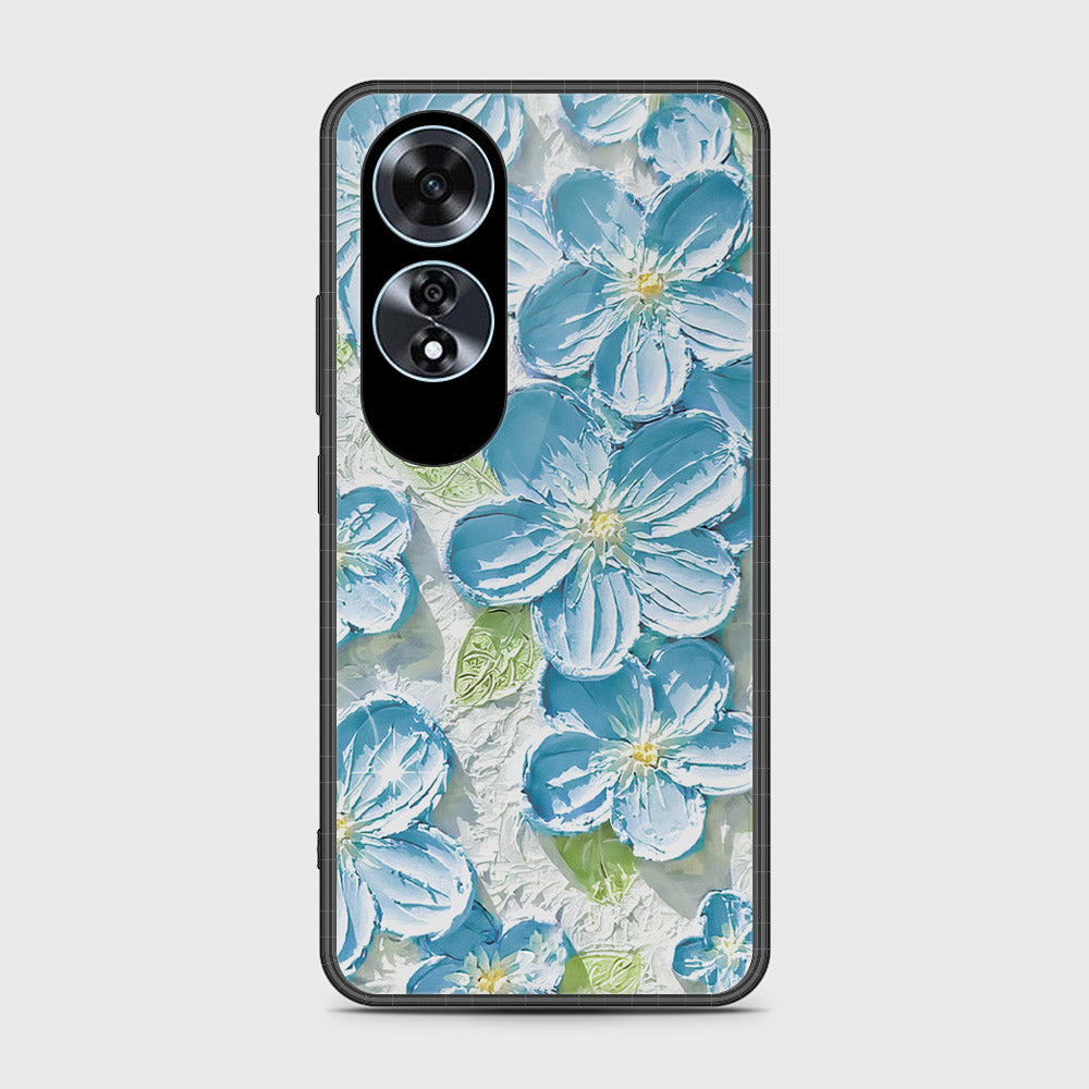 Oppo A60 Cover - Floral Series - Design 12 - Grey & Green - HQ Ultra Shine Premium Infinity Glass Soft Silicon Borders Case