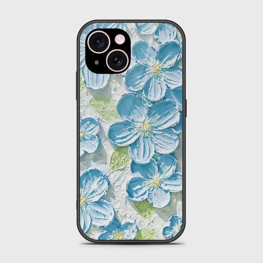 iPhone 15 Cover - Floral Series - Design 12 - Grey & Green - HQ Ultra Shine Premium Infinity Glass Soft Silicon Borders Case