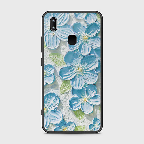 Vivo Y85 Cover - Floral Series - Design 12 - Grey & Green - HQ Ultra Shine Premium Infinity Glass Soft Silicon Borders Case