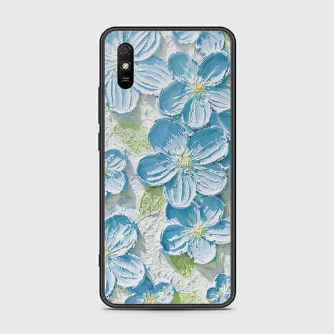 Xiaomi Redmi 9A Cover - Floral Series - Design 12 - Grey & Green - HQ Ultra Shine Premium Infinity Glass Soft Silicon Borders Case