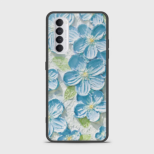 Oppo Reno 4 Pro Cover - Floral Series - Design 12 - Grey & Green - HQ Ultra Shine Premium Infinity Glass Soft Silicon Borders Case
