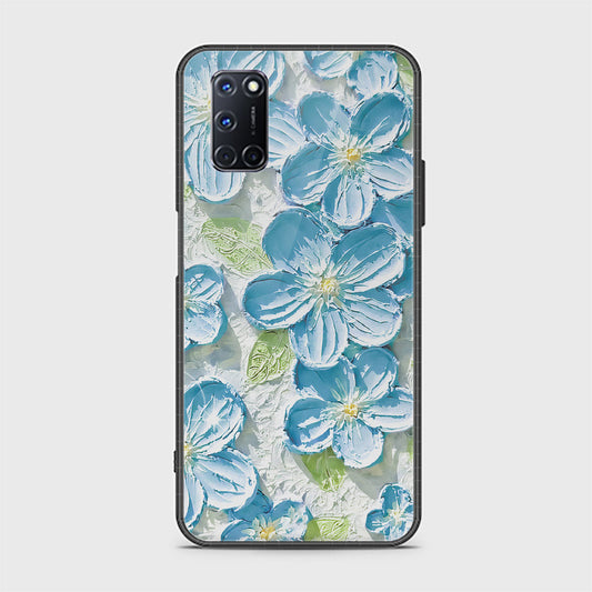 Oppo A92 Cover - Floral Series - Design 12 - Grey & Green - HQ Ultra Shine Premium Infinity Glass Soft Silicon Borders Case