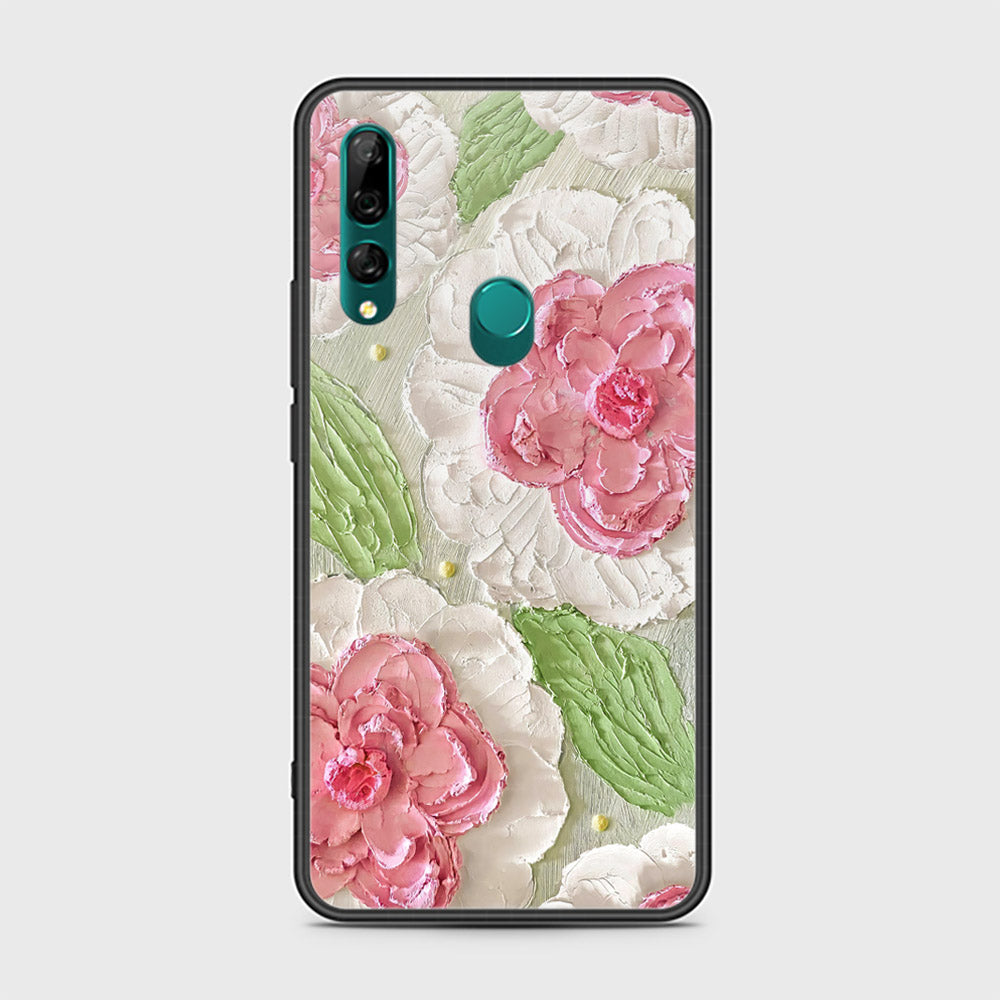 Huawei Y9 Prime 2019 Cover - Floral Series - Design 13 - Offwhite & Green - HQ Ultra Shine Premium Infinity Glass Soft Silicon Borders Case