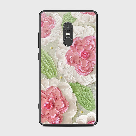Xiaomi Redmi Note 4 / 4X Cover - Floral Series - Design 13 - Offwhite & Green - HQ Ultra Shine Premium Infinity Glass Soft Silicon Borders Case