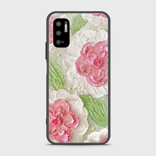 Xiaomi Redmi Note 10 5G Cover - Floral Series - Design 13 - Offwhite & Green - HQ Ultra Shine Premium Infinity Glass Soft Silicon Borders Case