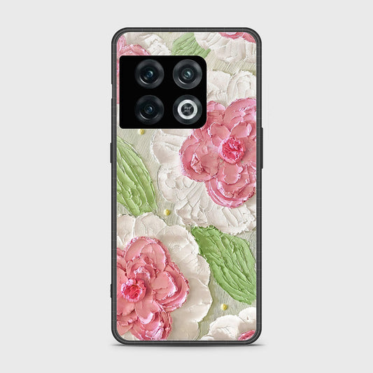 OnePlus 10 Pro Cover - Floral Series - Design 13 - Offwhite & Green - HQ Ultra Shine Premium Infinity Glass Soft Silicon Borders Case
