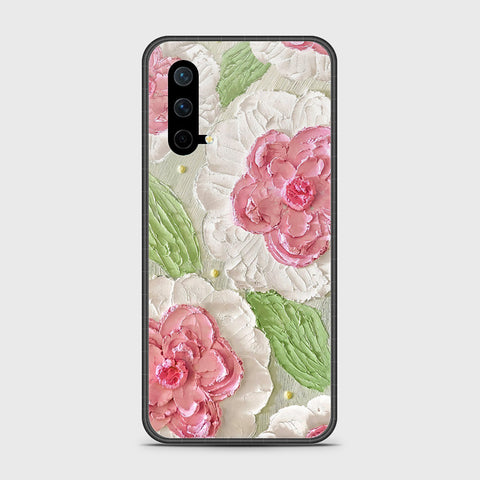 OnePlus Nord CE 5G Cover - Floral Series - Design 13 - Offwhite & Green - HQ Ultra Shine Premium Infinity Glass Soft Silicon Borders Case