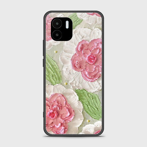 Xiaomi Redmi A2 Plus Cover - Floral Series - Design 13 - Offwhite & Green - HQ Ultra Shine Premium Infinity Glass Soft Silicon Borders Case