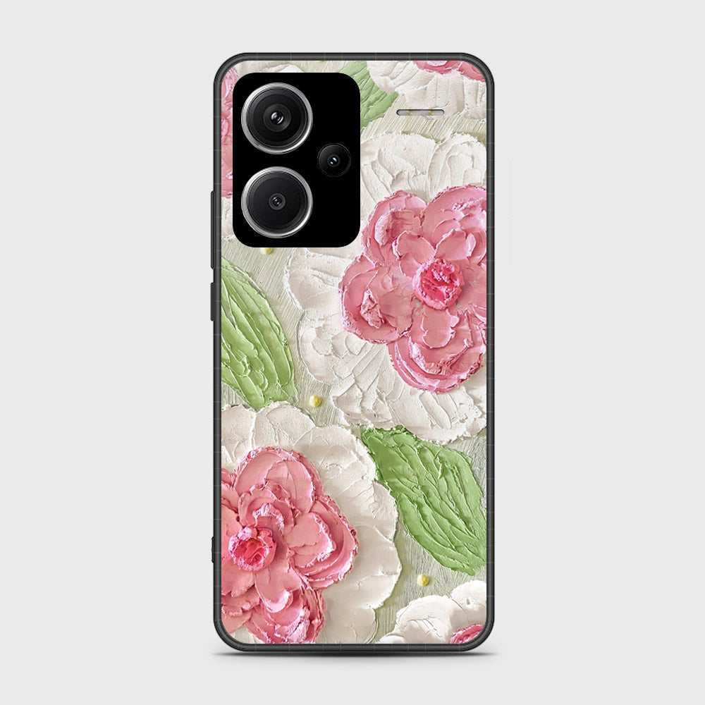 Xiaomi Redmi Note 13 Pro Plus 5G Cover - Floral Series - Design 13 - Offwhite & Green - HQ Ultra Shine Premium Infinity Glass Soft Silicon Borders Case