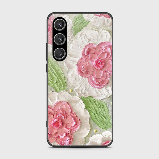 Samsung Galaxy S25 FE Cover - Floral Series - Design 13 - Offwhite & Green - HQ Ultra Shine Premium Infinity Glass Soft Silicon Borders Case