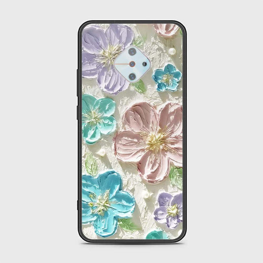 Vivo S1 Pro Cover - Floral Series - Design 14 - Blue & Purple - HQ Ultra Shine Premium Infinity Glass Soft Silicon Borders Case