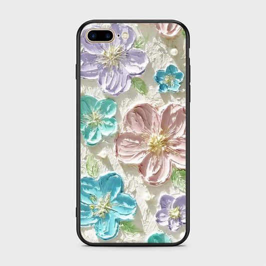 iPhone 8 Plus / 7 Plus Cover - Floral Series - Design 14 - Blue & Purple - HQ Ultra Shine Premium Infinity Glass Soft Silicon Borders Case