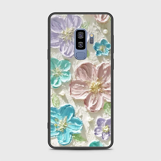 Samsung Galaxy S9 Plus Cover - Floral Series - Design 14 - Blue & Purple- HQ Ultra Shine Premium Infinity Glass Soft Silicon Borders Case